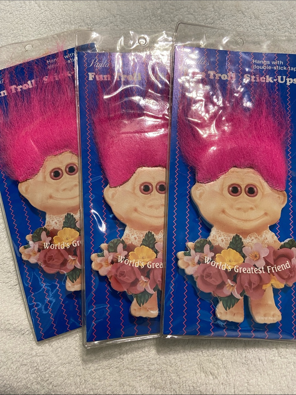 Vintage 1992 Troll cardboard card decor